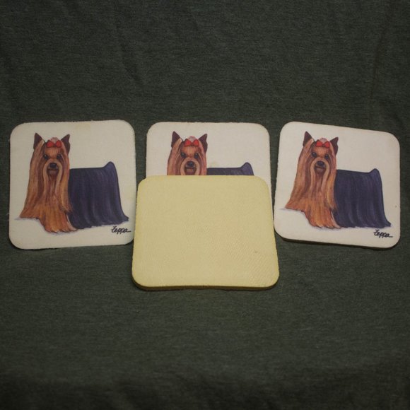 YORKSHIRE TERRIER BEVERAGE COASTERS SET OF FOUR - Picture 3 of 5